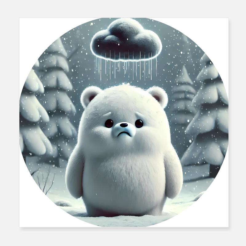Eisbär im eisigen Regen Poster 20x20 cm