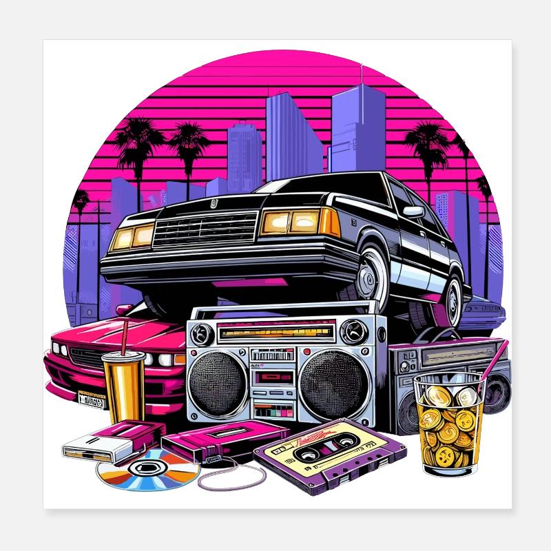 Kompaktkassette Ghettoblaster 90er Retro Geschenk Poster 20x20 cm