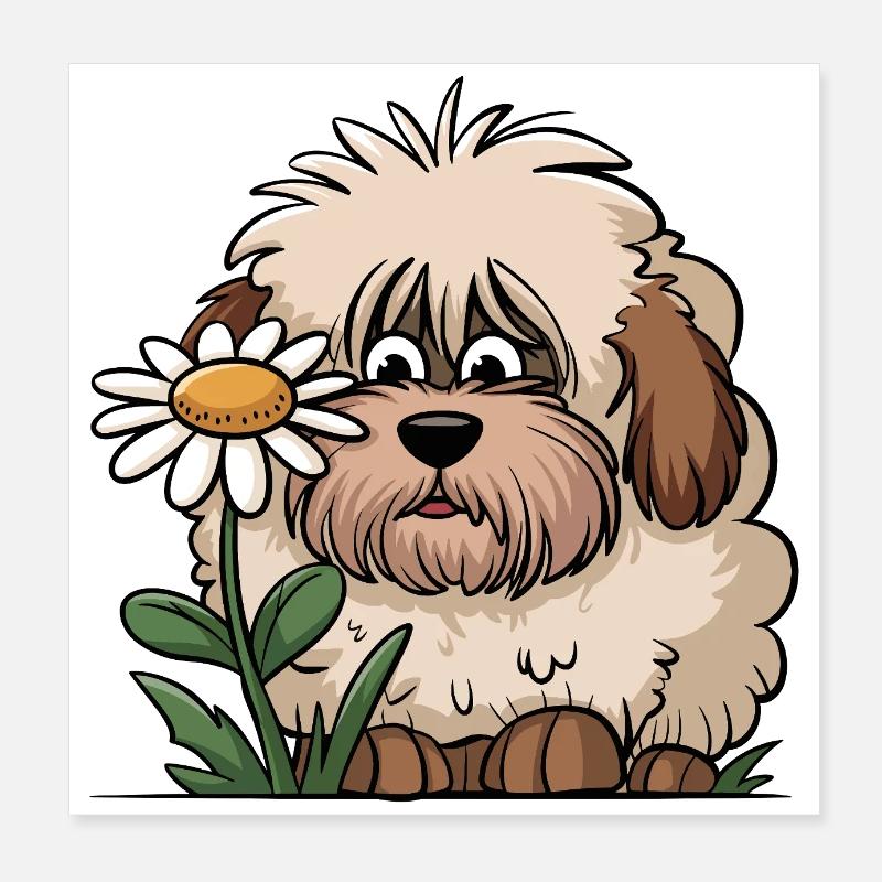 Alter englischer Schäferhund Poster 20x20 cm