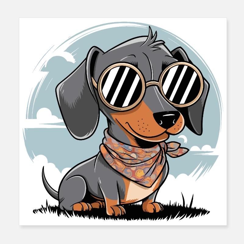 Cooler Dackel Hund Poster 20x20 cm