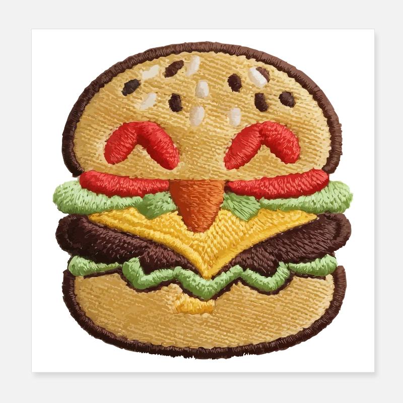 Embroidered burger Poster 8" x 8" (20x20 cm)