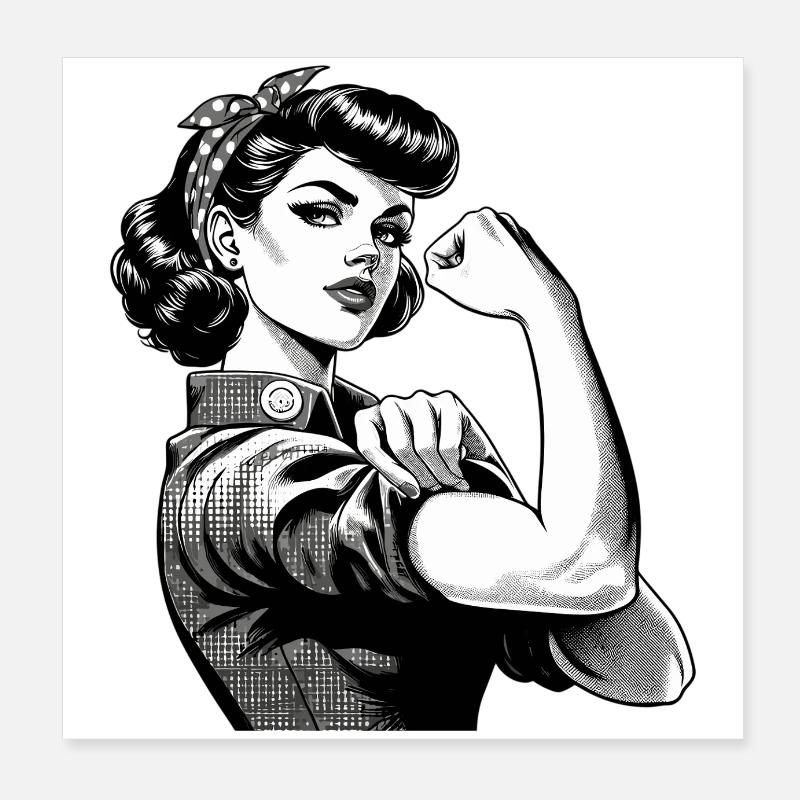 Stærk selvsikker kvinde Rockabilly Gave Poster 20x20 cm