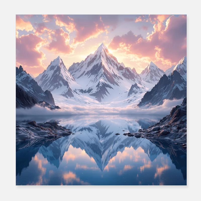 Sunset over the Floating Mountains Poster 8" x 8" (20x20 cm)