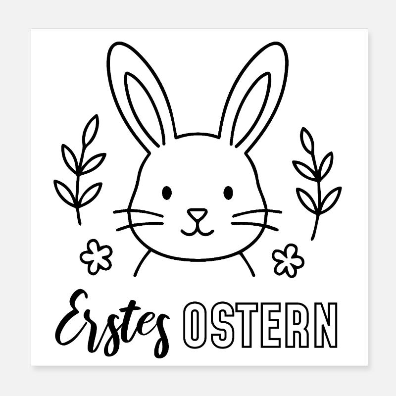 Première Pâques avec Bunny Head Poster 20 x 20 cm