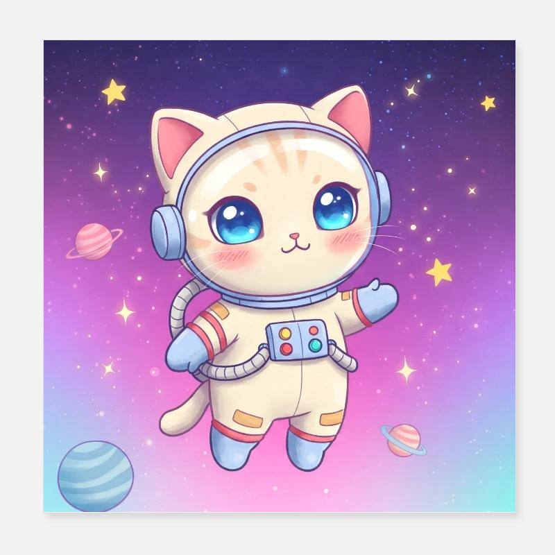 Astronaut kitten Poster 8" x 8" (20x20 cm)