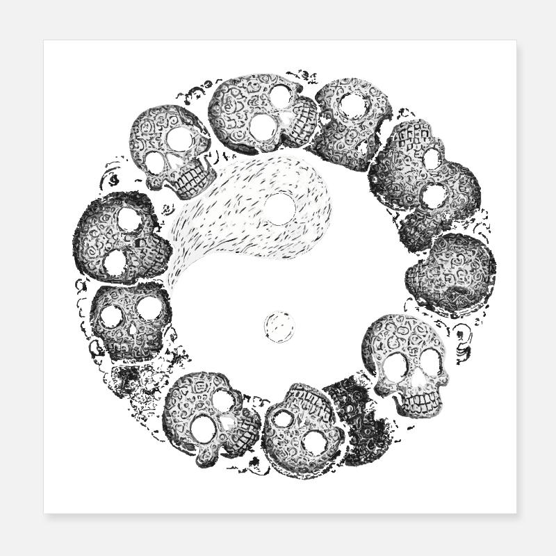 Yin Yang Schädel Poster 20x20 cm