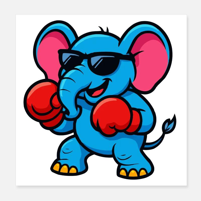 elefant boxer Poster 20x20 cm