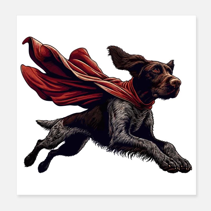 Super Dog German Wirehaired DD Pointer Gift Poster 8" x 8" (20x20 cm)