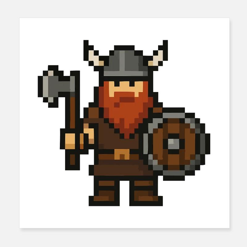 Viking Pixel Poster 8" x 8" (20x20 cm)