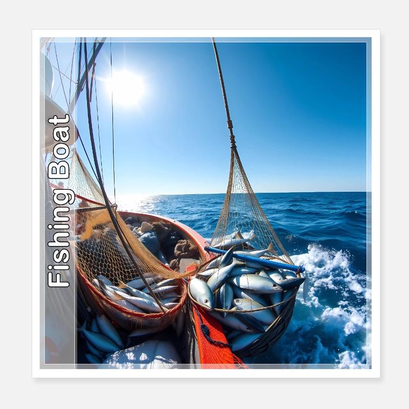 Fischkutter - Poster 20x20 cm - Weiß