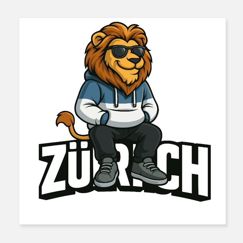 Zürich Löwe Poster 20x20 cm