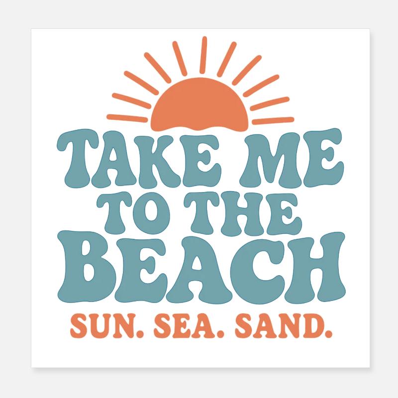 Take Me to the Beach – Retro Summer Design Poster 8" x 8" (20x20 cm)