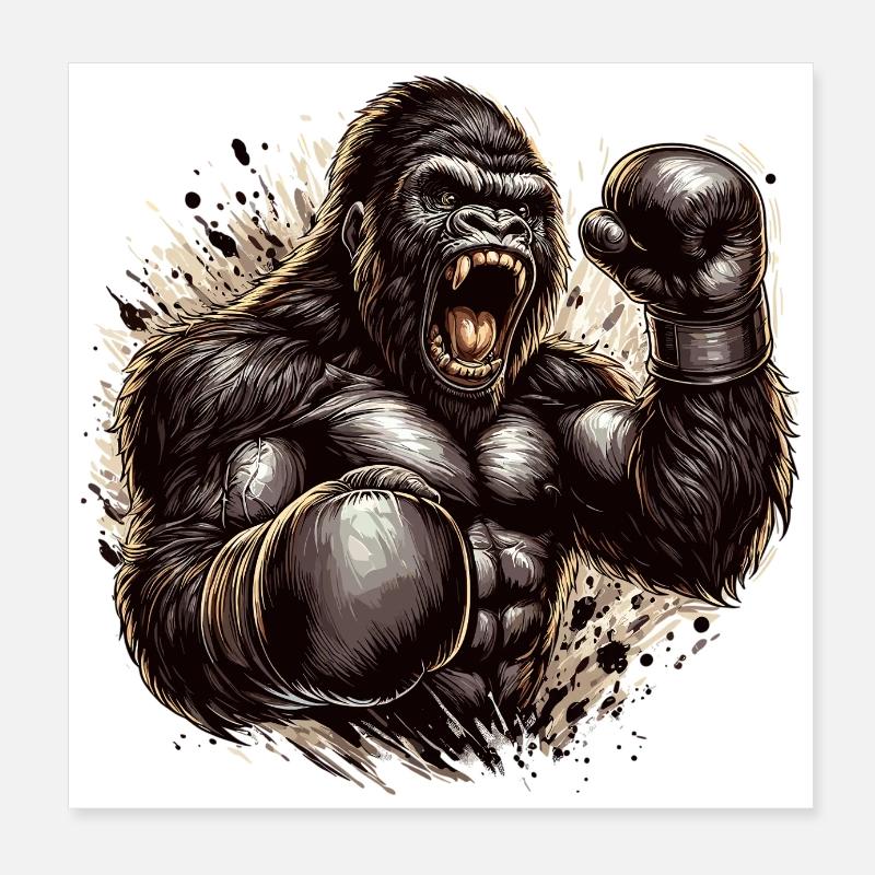 Gorille Boxer Fighter Boxing Roars Cadeau Poster 20 x 20 cm