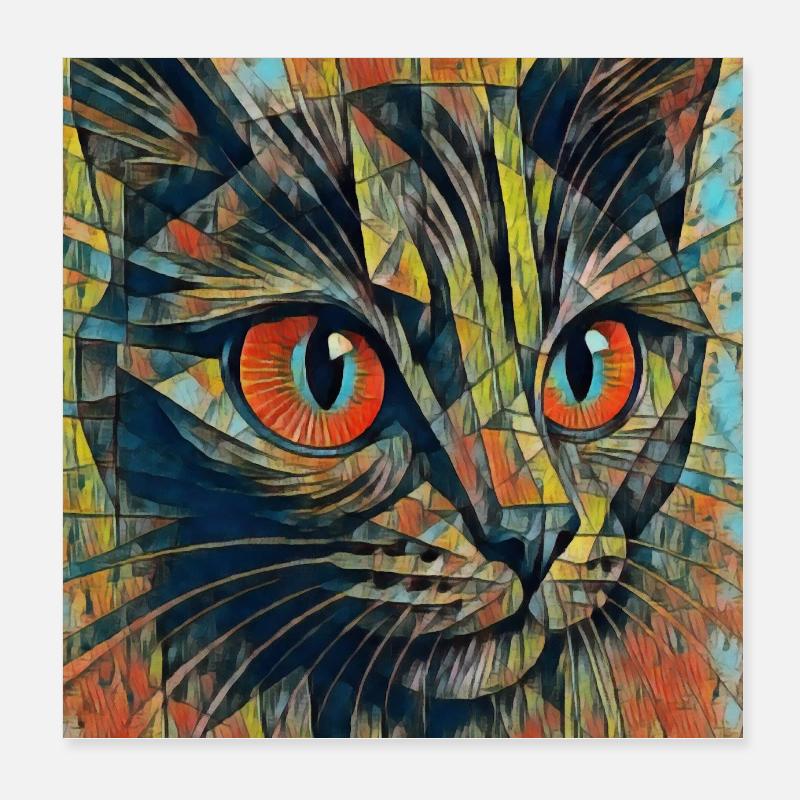 Yeux de chat colorés ART Poster 20 x 20 cm
