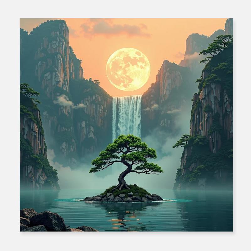 Harmonious Night 5 - Poster 20x20 cm - Weiß