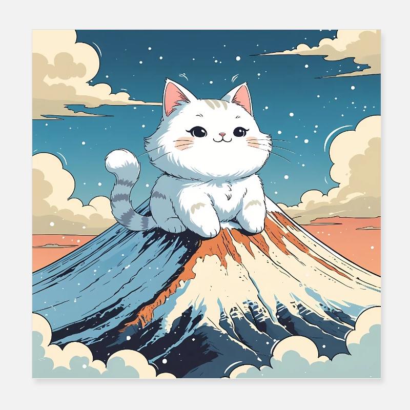 Chaton Fuji Poster 20 x 20 cm