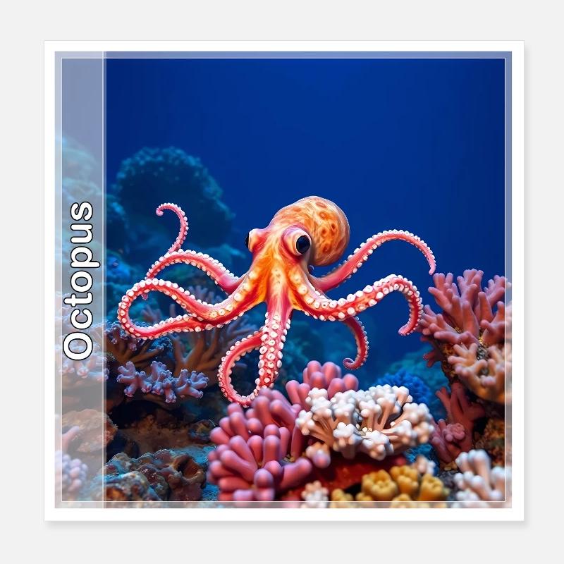 Oktopus Poster 20x20 cm