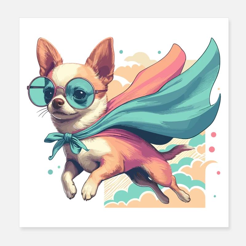 Super Hund Chihuahua Held Cape Chi Chis Geschenk Poster 20x20 cm
