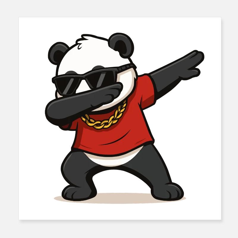 Bande dessinée Panda Dabbing Poster 20 x 20 cm