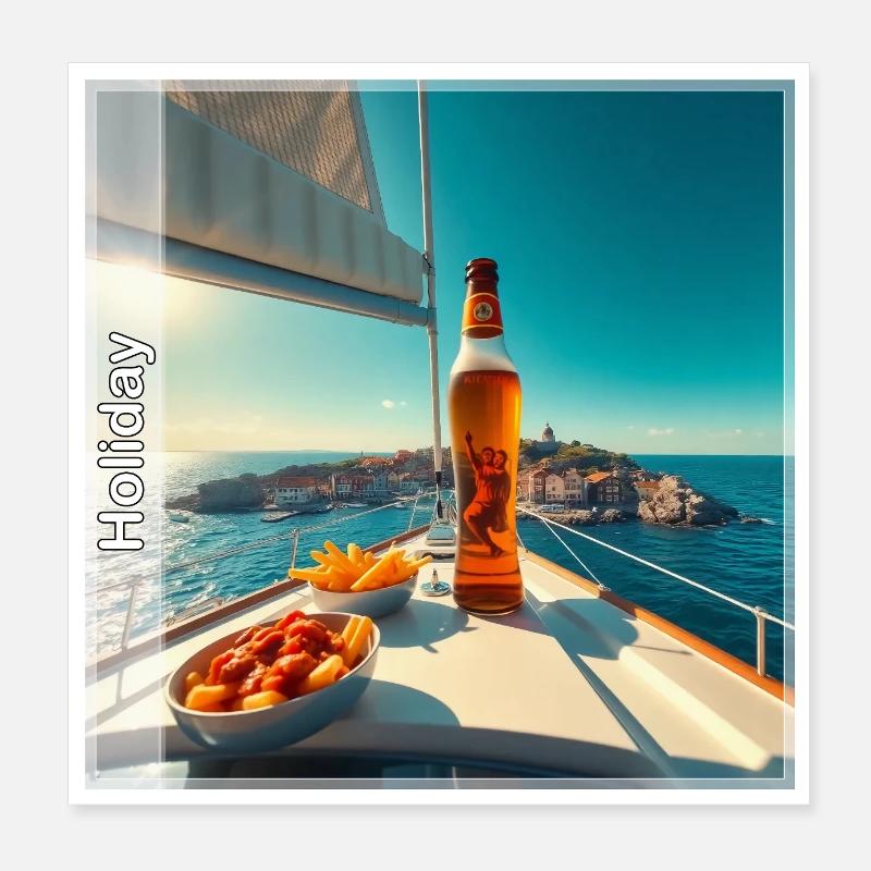 Voiliers - Poster 20 x 20 cm - blanc