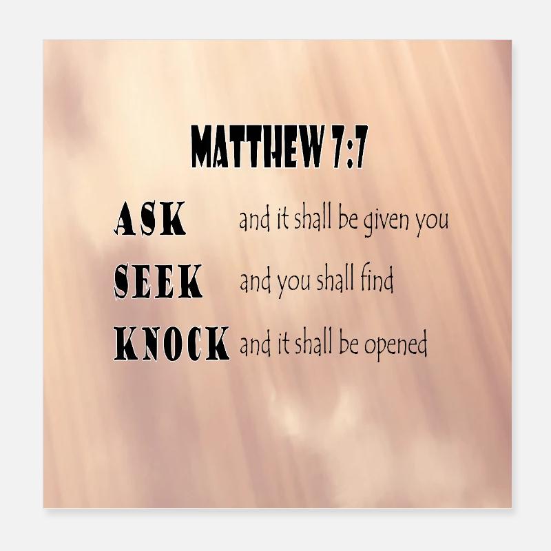Matthew 7:7 Poster 8" x 8" (20x20 cm)