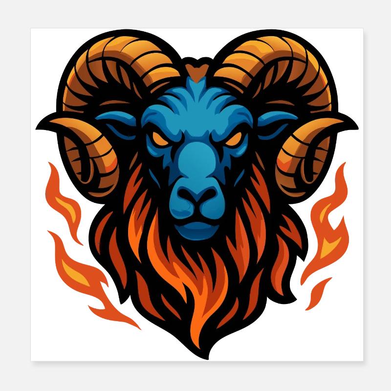 Ram – Intense Blaze | Urban Zodiac Mascot Poster 8" x 8" (20x20 cm)