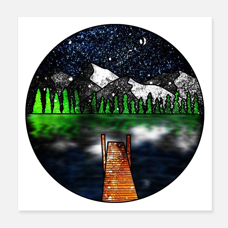 Cosmic Lake Scene Poster 8" x 8" (20x20 cm)