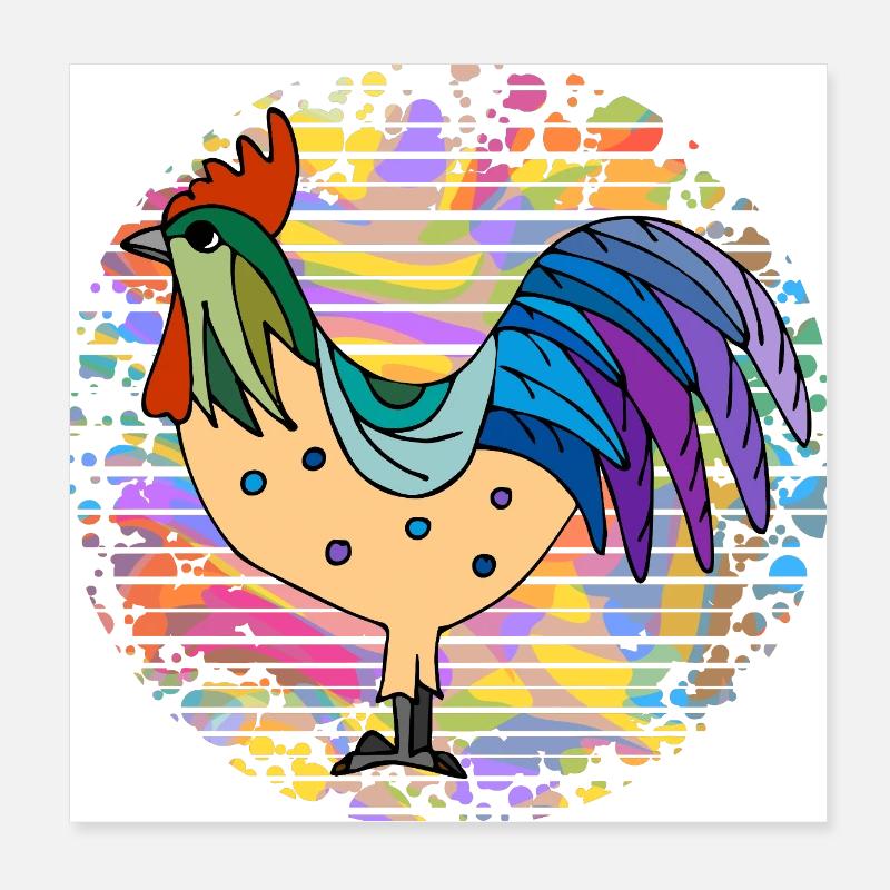 Rooster Poster 8" x 8" (20x20 cm)