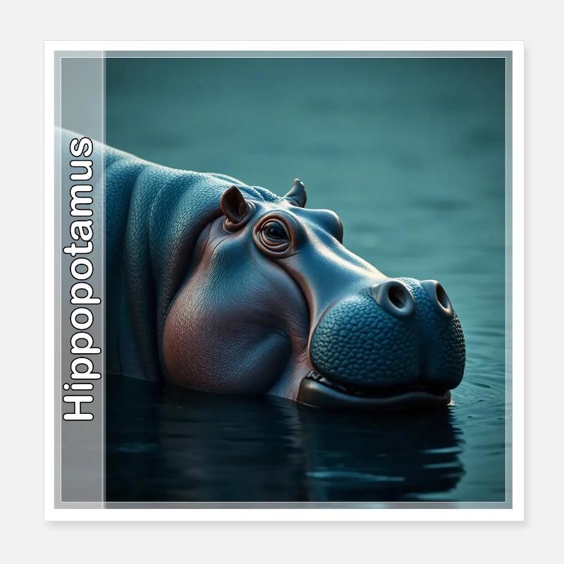 Flusspferd / Nilpferd Poster 20x20 cm