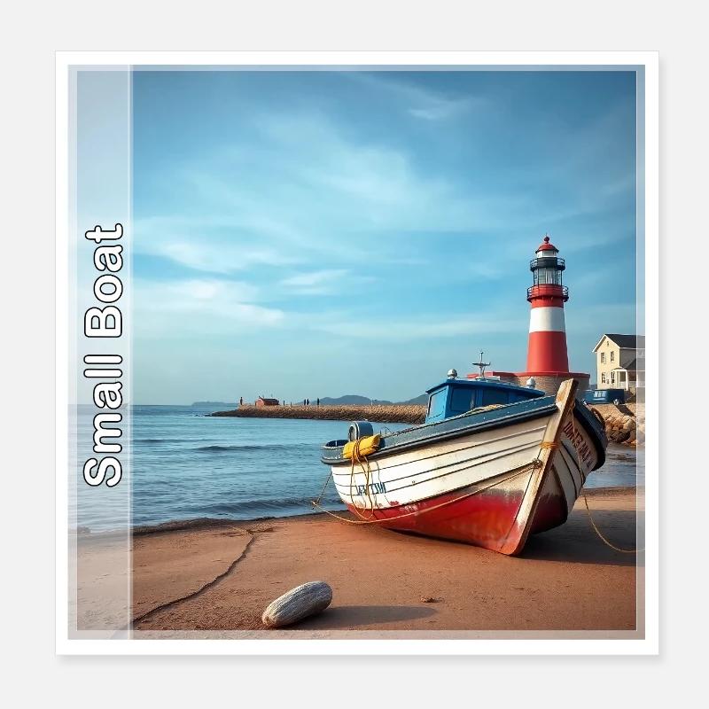 Kleines Fischerboot - Poster 20x20 cm - Weiß
