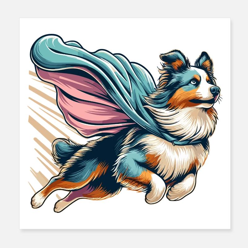Super Hund Australian Shepherd Sheppie Geschenk Poster 20x20 cm