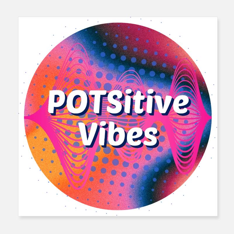 POTSitive Vibes Colorful Background Waves Poster 8" x 8" (20x20 cm)