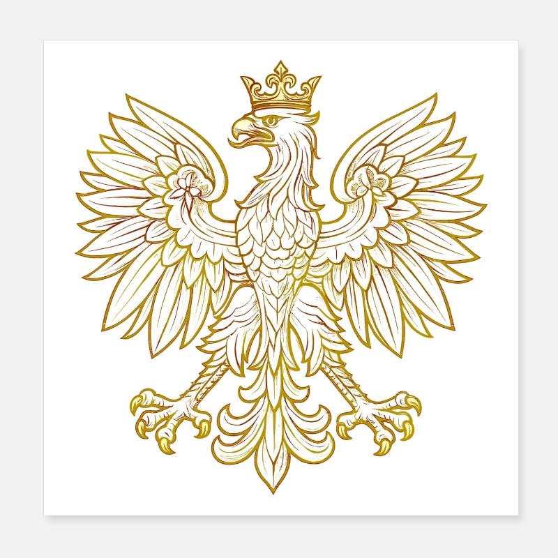 Pologne Polska Aigle drapeau drapeau Cadeau doré Poster 20 x 20 cm