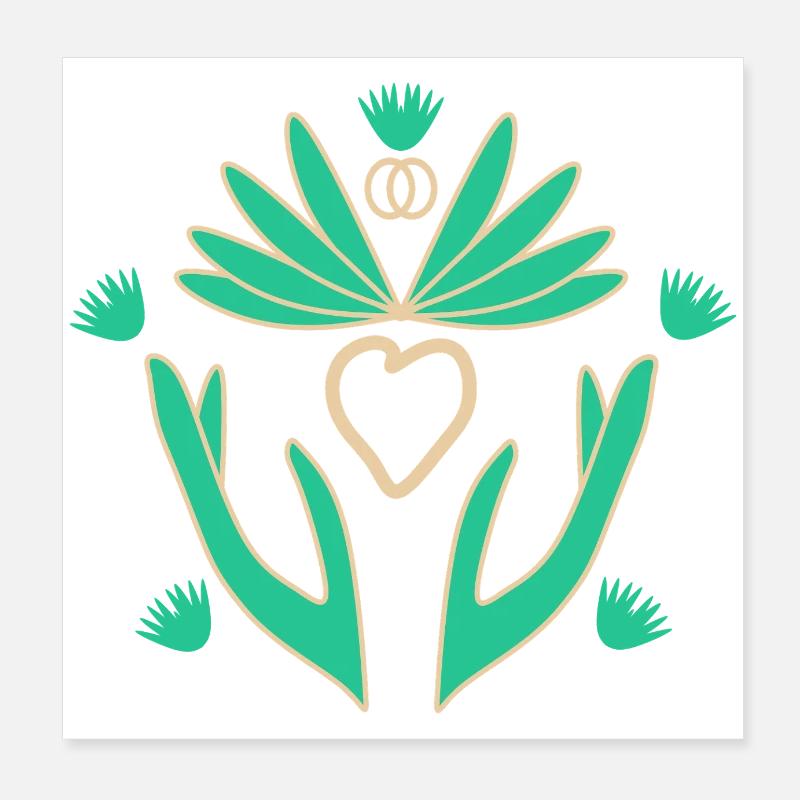 Unity Lotus Flower - Poster 8" x 8" (20x20 cm) - white