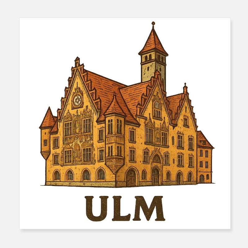 Ulm Town Hall Poster 8" x 8" (20x20 cm)