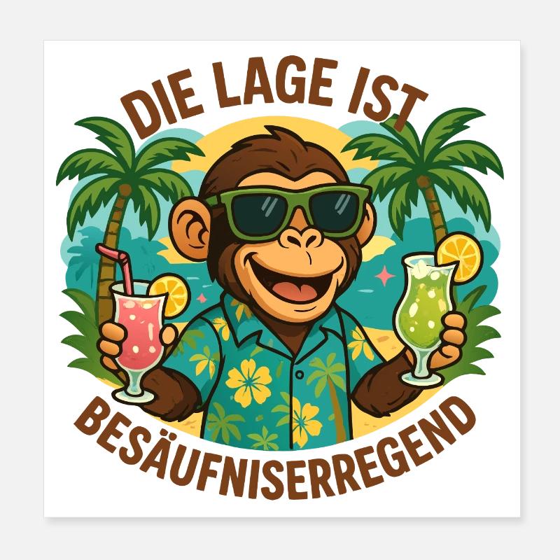 The location is drunken-inducing - Party Monkey Poster 8" x 8" (20x20 cm)