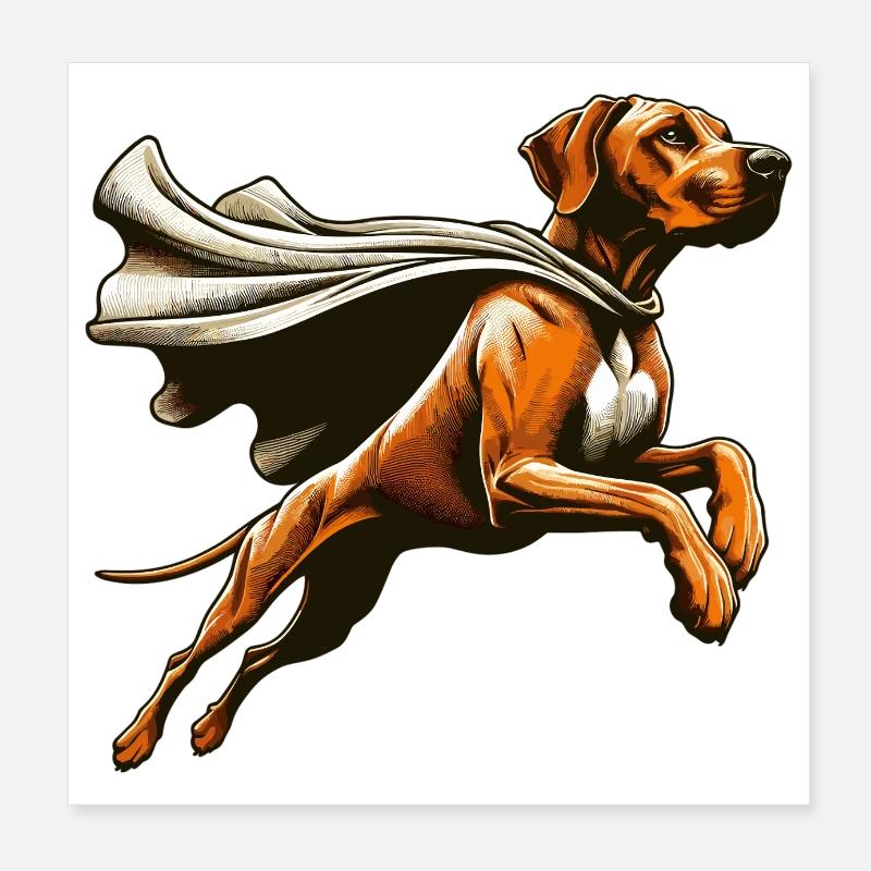 Super Dog Rhodesian Ridgeback RR Ridgie Gift Poster 8" x 8" (20x20 cm)