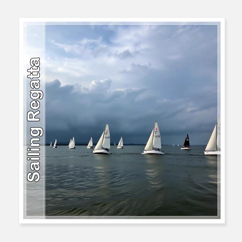 Sailing regatta under dark clouds Poster 8" x 8" (20x20 cm)