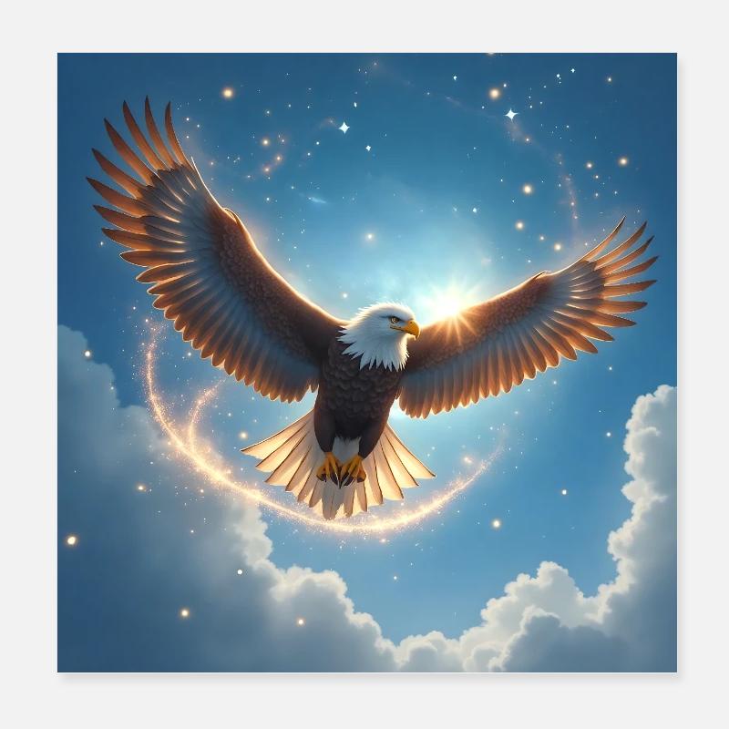 Krafttier Adler am Himmel Poster 20x20 cm