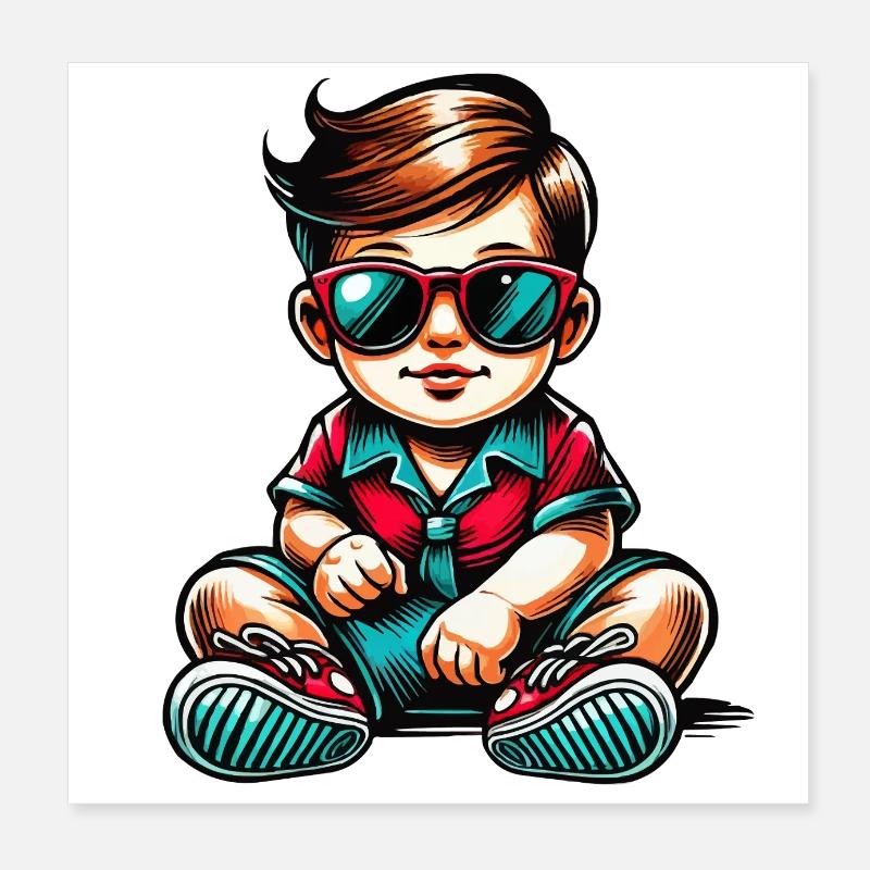 Baby Sunglasses Comic Poster 8" x 8" (20x20 cm)