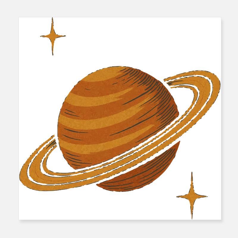 Planète Saturne rétro – Design spatial vintage Poster 20 x 20 cm