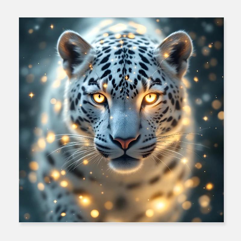 Power Animal White Leopard Poster 8" x 8" (20x20 cm)