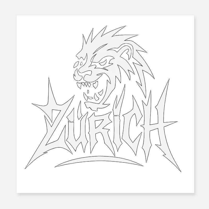 Zurich Lion Poster 8" x 8" (20x20 cm)
