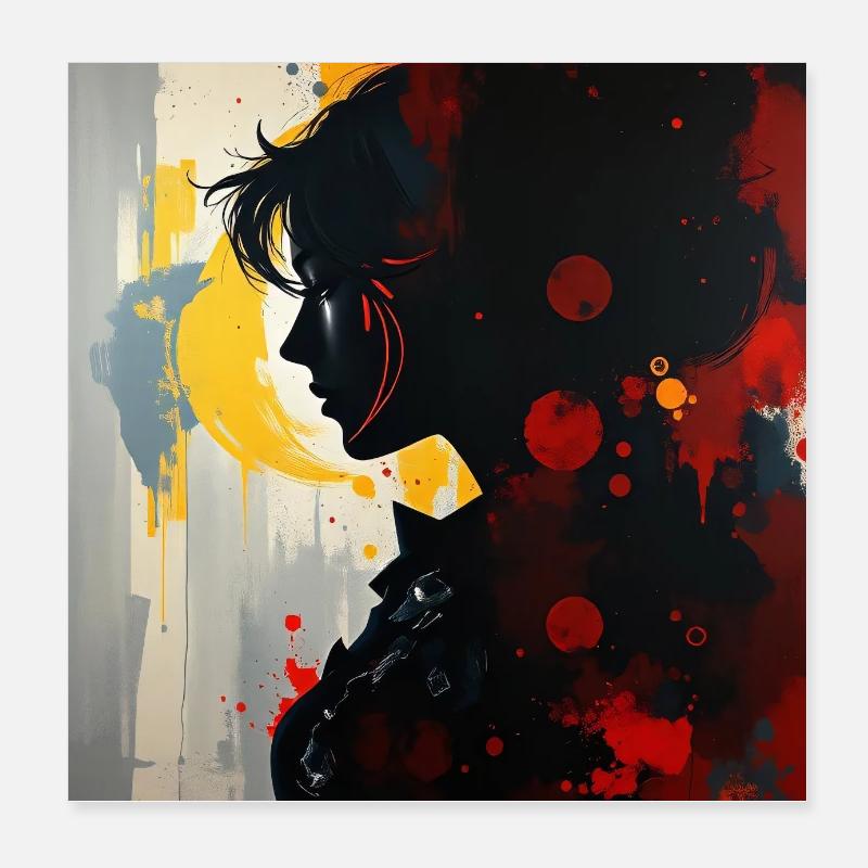 schatten mädchen abstrakt kunst dekor - Poster 20x20 cm - Weiß