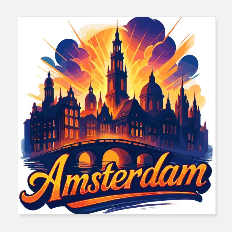 Amsterdam Capital Netherlands Holland Gift Poster 8" x 8" (20x20 cm)