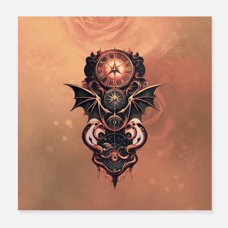 Voyage mystique dans le temps avec des ailes Poster 20 x 20 cm