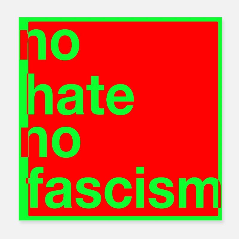 no hate no fascism - Poster 8" x 8" (20x20 cm) - white