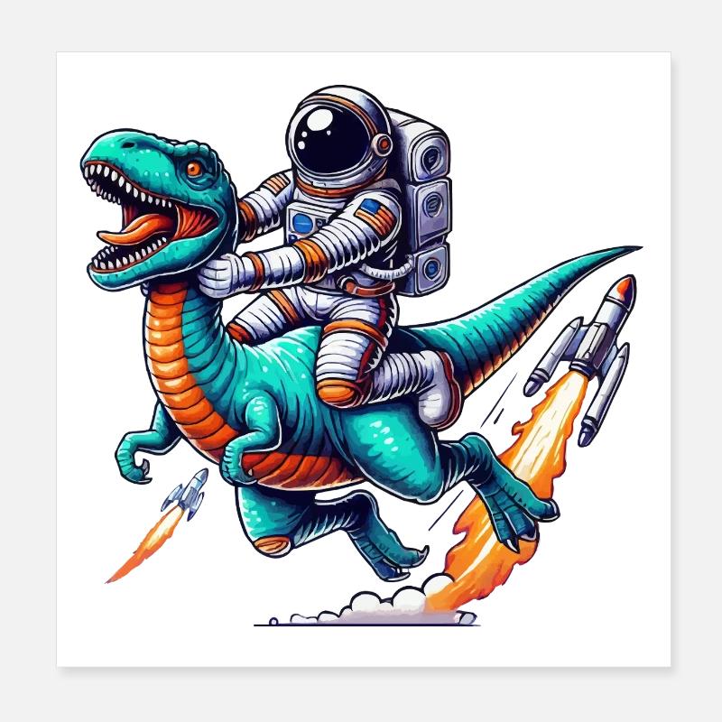astronaut dinosaurier Poster 20x20 cm
