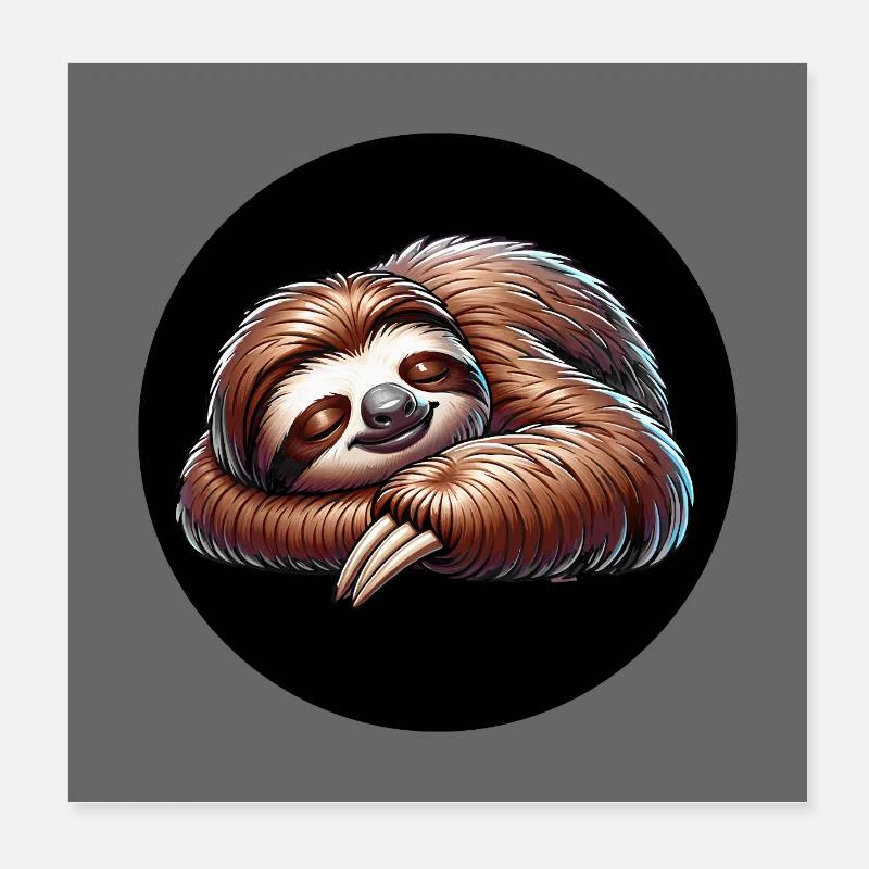 Sloth - always stay cool with the calm Poster 8" x 8" (20x20 cm)