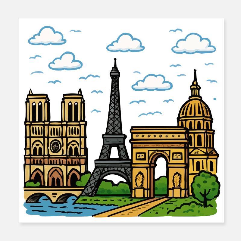 Paris City Poster 8" x 8" (20x20 cm)